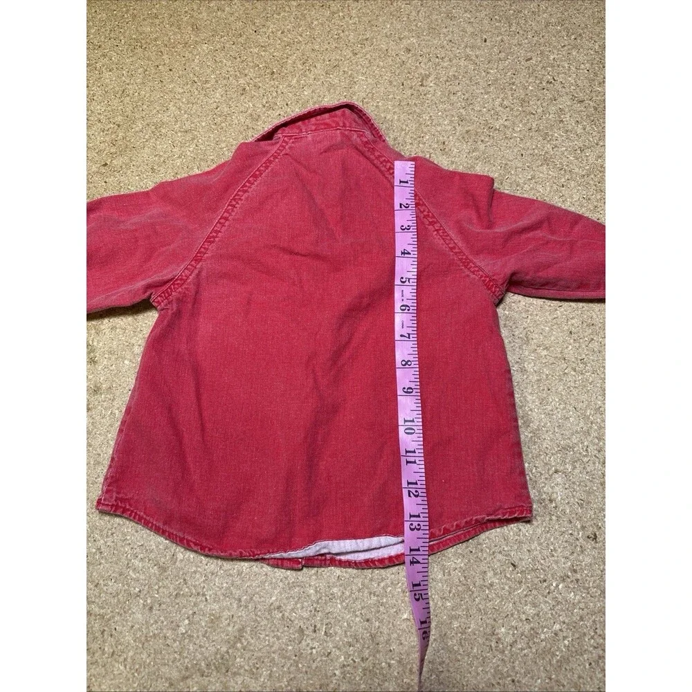 Vintage Oshkosh B'Gosh Kid 4T Cotton Denim Red Long Sleeve Shirt D1